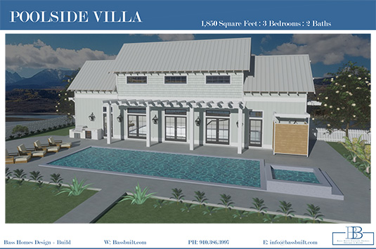 Poolside Villa style custom home.